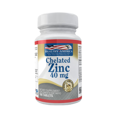 Chelated Zinc 40 mg x 100 Tabletas-Healthy America-Dopavita Salud y Nutrición