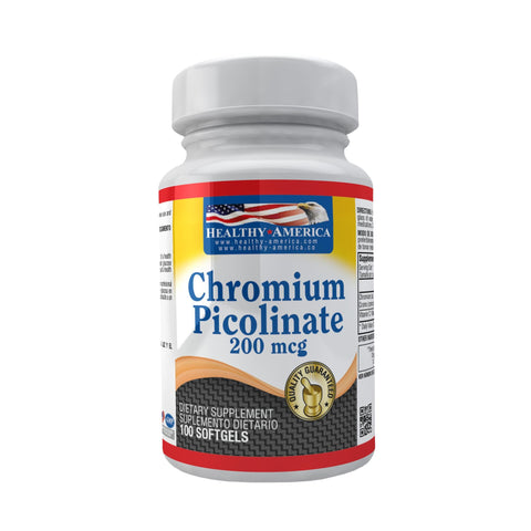 Chromium Picolinate 200 mg x 100 Perlas-Healthy America-Dopavita Salud y Nutrición