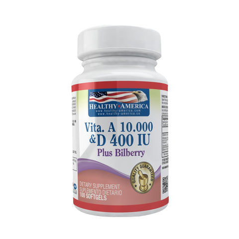 Vitamina A 10000 IU + Vitamina D 400 IU x 100 Perlas-Healthy America-Dopavita Salud y Nutrición