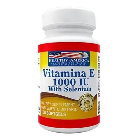 Vitamina E 1000 IU + Selenio x 100 Perlas-Healthy America-Dopavita Salud y Nutrición